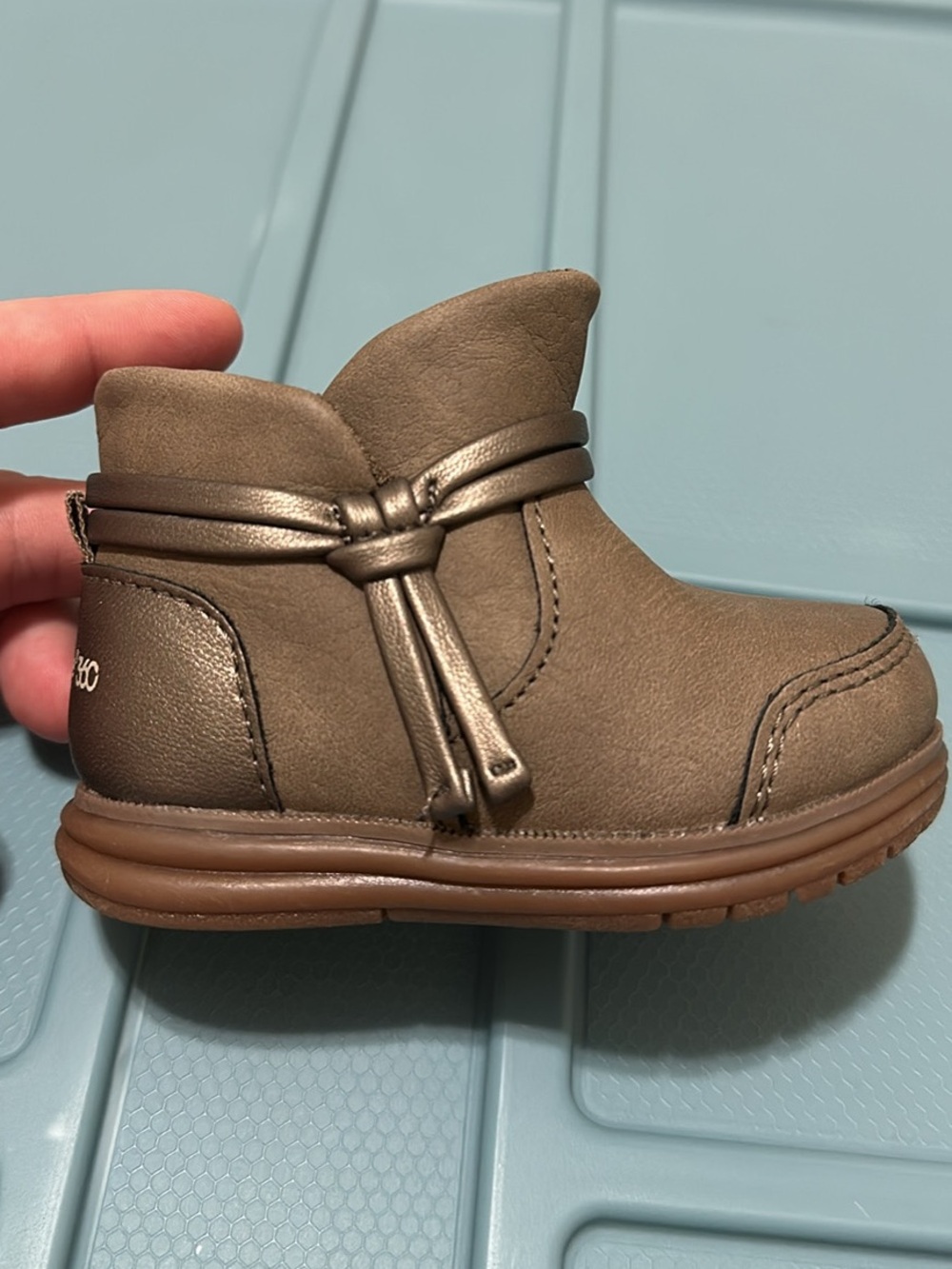 Stride Rite Toddler Brown Ankle Boots with Knot Accent
